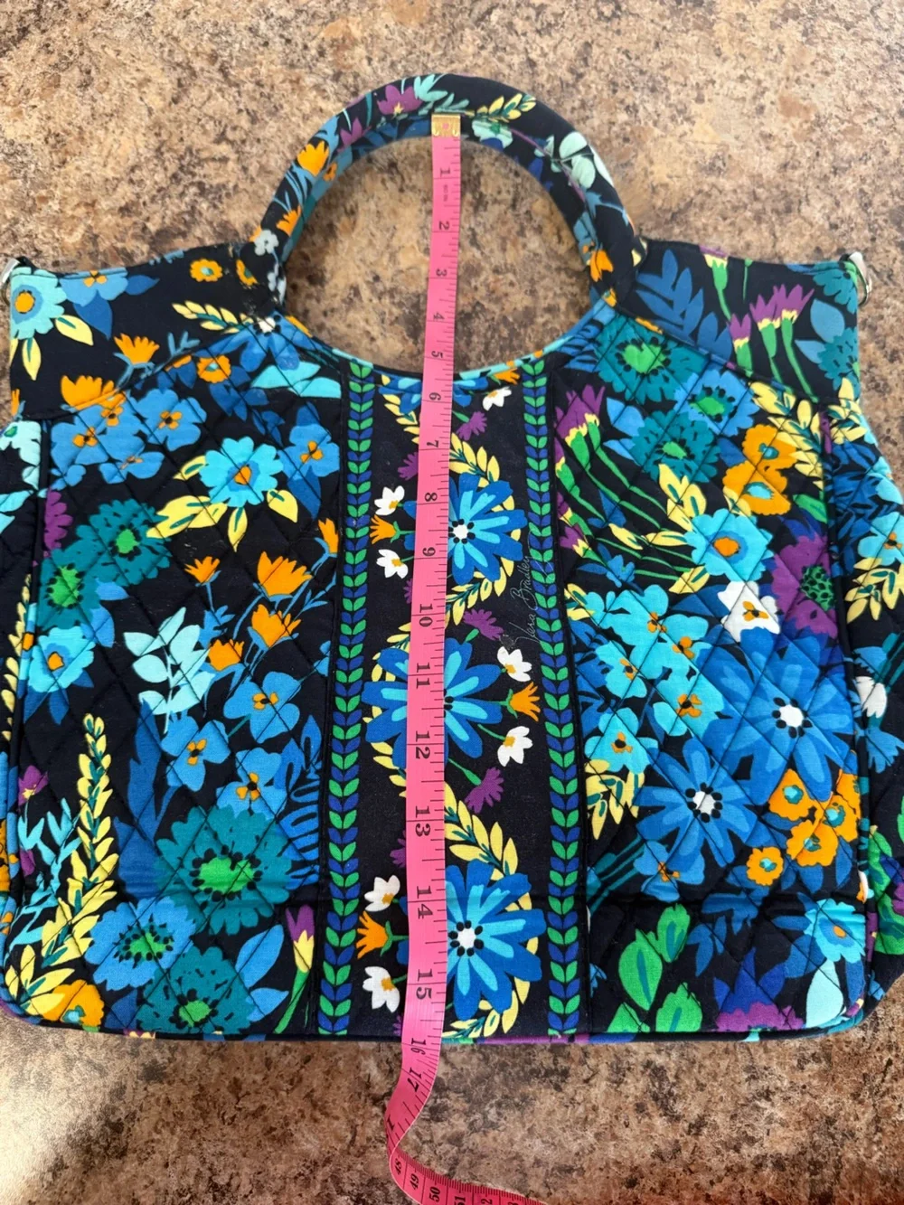 Vera Bradley Midnight Blues Quilted Satchel Crossbody Bag Floral Retired Print